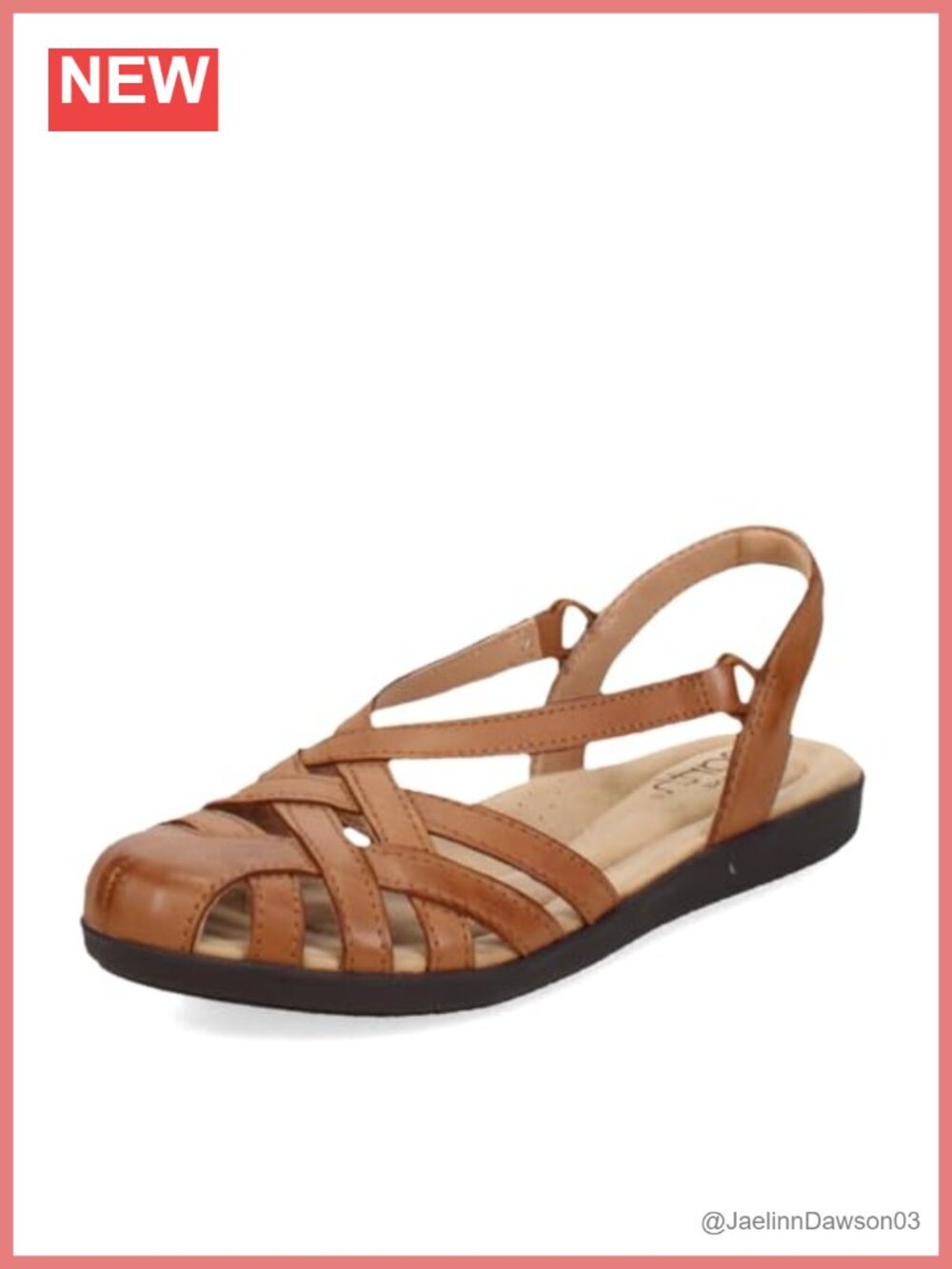 Women's Leather Ankle Strap Slide Sandals with Arch Support Cushioned Footbed